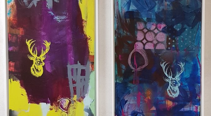 Workshop „Magie der Farbe“, 40 x 120 cm Leinwand